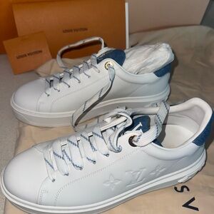 LouisVuitton Time Out Sneaker - SOLD OUT COLOR White/Denim Blue with Box & paper